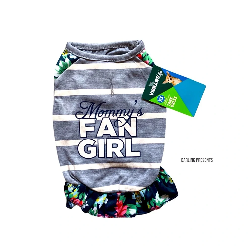 Vibrant Life LIFE ‘Mommy’s Fan Girl’ Dog Tank Dress Color Gray Size XS